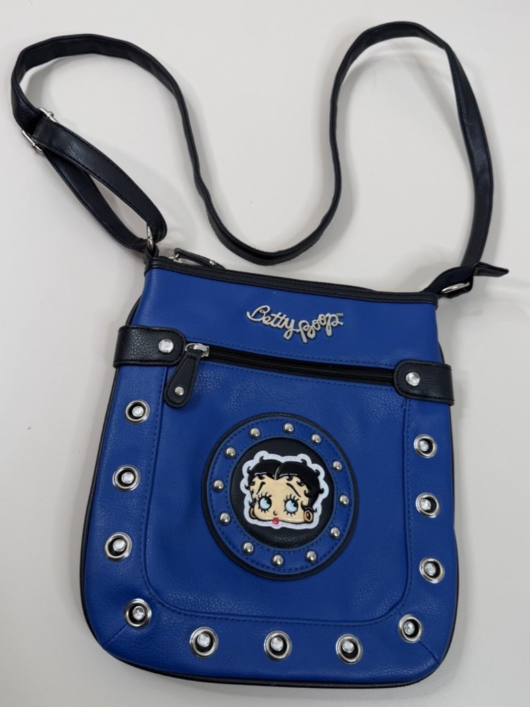 2013 Betty Boop 9x10.5" Pouch Purse Crossbody Blue King Features Syndicate Euc